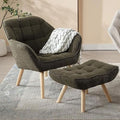 Small 2-Seat Green Sherpa Loveseat with Wood Legs J820