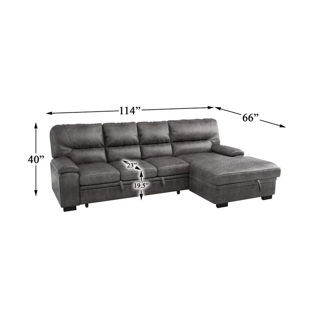 Dark Gray Microfiber Sectional with Right Chaise P6454
