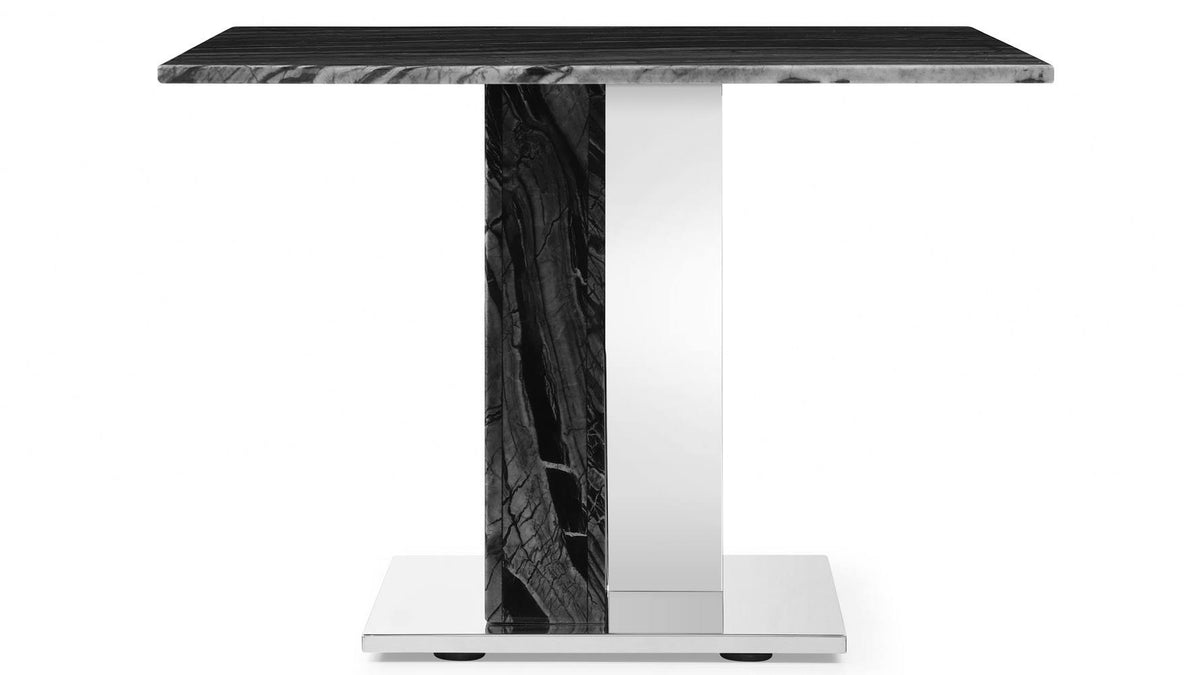 Black and White Marble End Table with Stainless Steel Base S85102