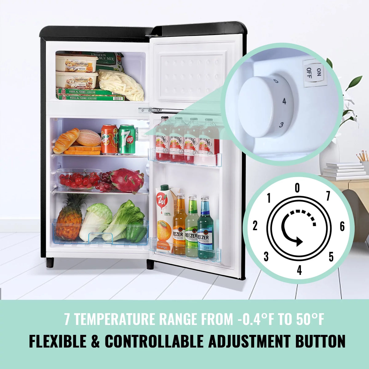 Mini Refrigerator Dual Door Fridge with Handle I6967