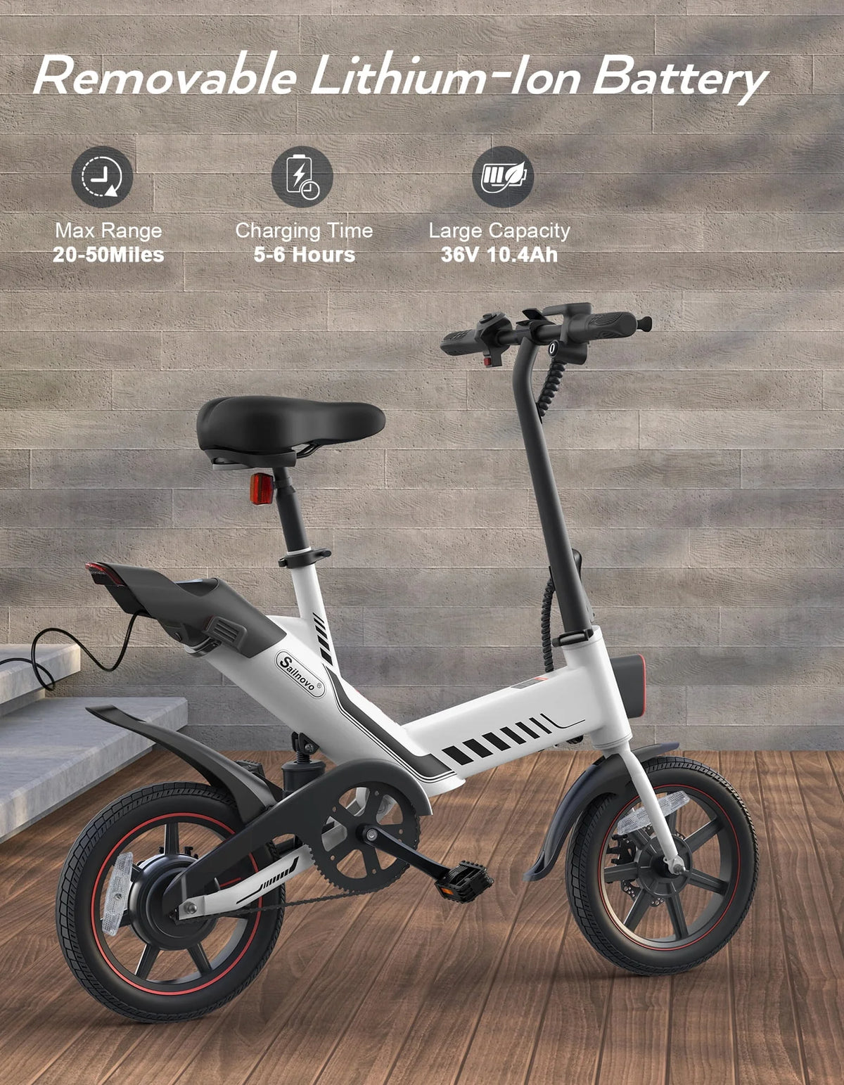 14'' Folding Electric Bike with Removable 36V Lithium-Ion Battery G8312