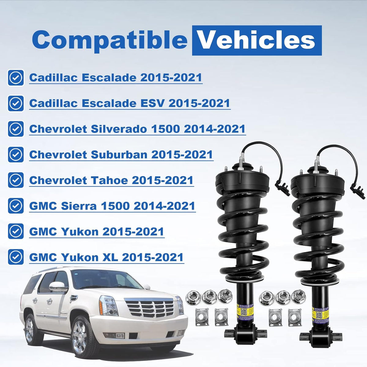 Front Shock Absorbers with Magnetic Ride Control Compatible with 2015-2021 Chevrolet Silverado Escalade Tahoe Suburban Sierra 1500 Yukon XL MRC Assembly E2893