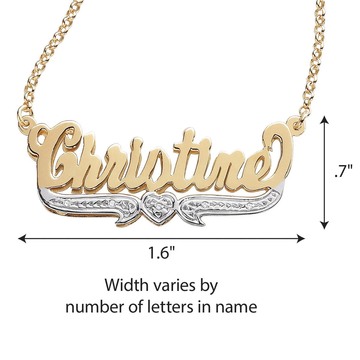 Sterling Two-Tone Script Nameplate with Diamond Accent, 20" D2555