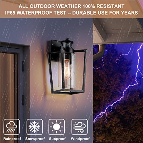Set of 2 Black Gooseneck Outdoor Wall Lights with Dusk to Dawn Motion Sensor Y214242