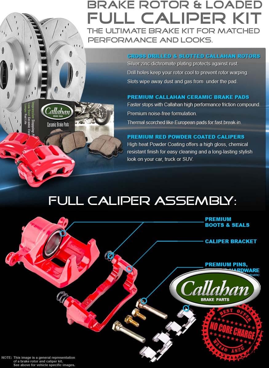 Red Powder Coated Calipers Rotors Ceramic Pads Kit D1240