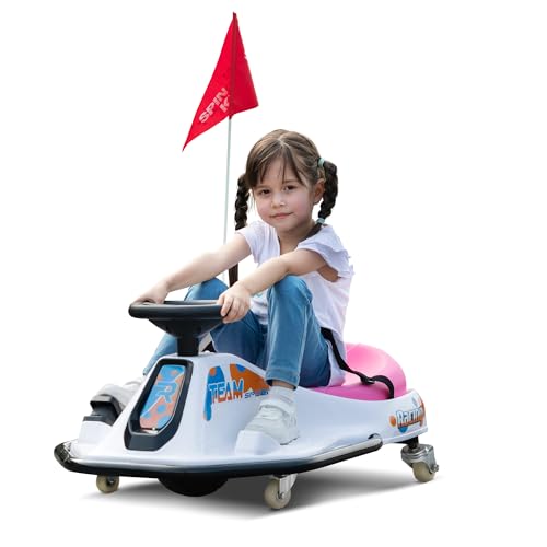 24V Electric Go Kart for Kids, Up to 7.5 mph, Brushless Motor, Pink-White E819