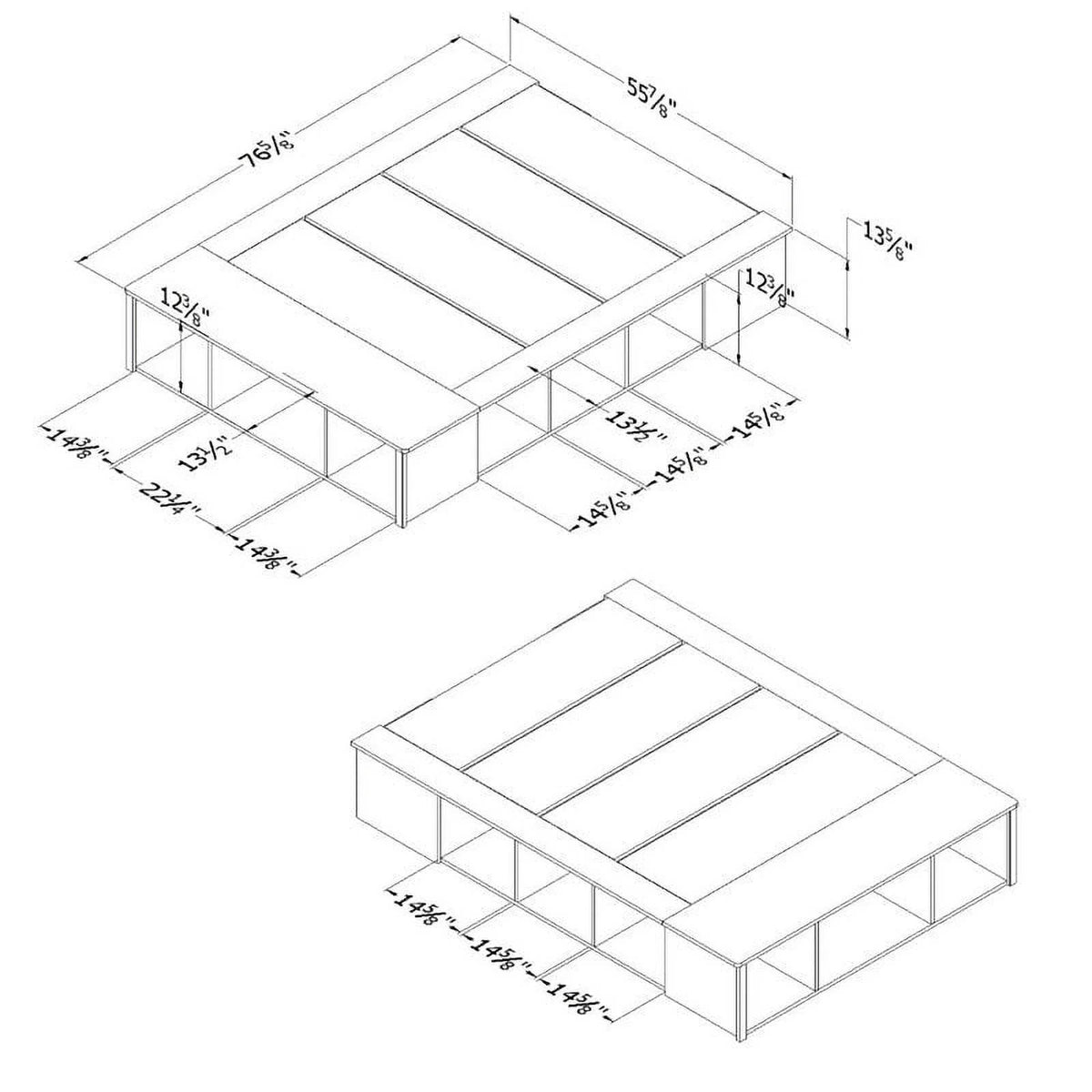 Black Oak Wood Full Storage Platform Bed Q619113