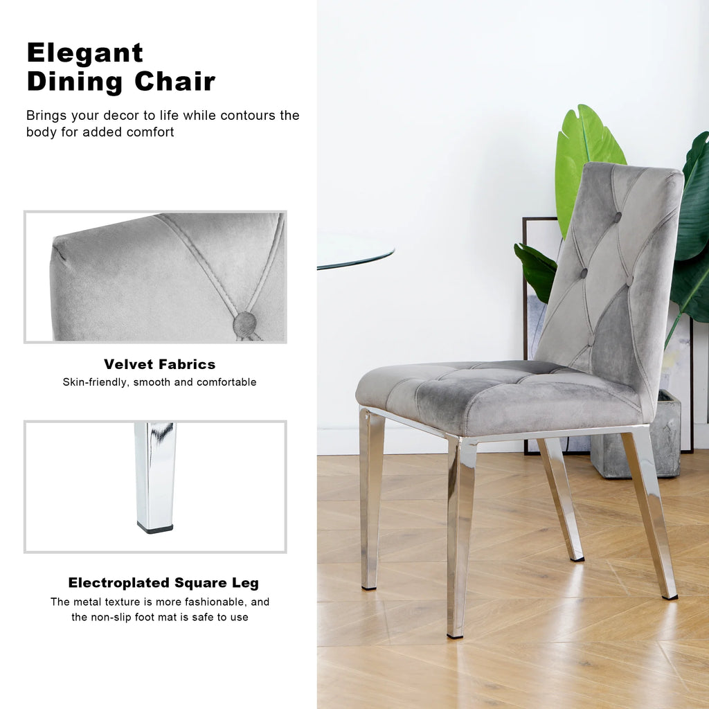 Dark Grey Velvet Dining Chairs Set of 2 Q3795