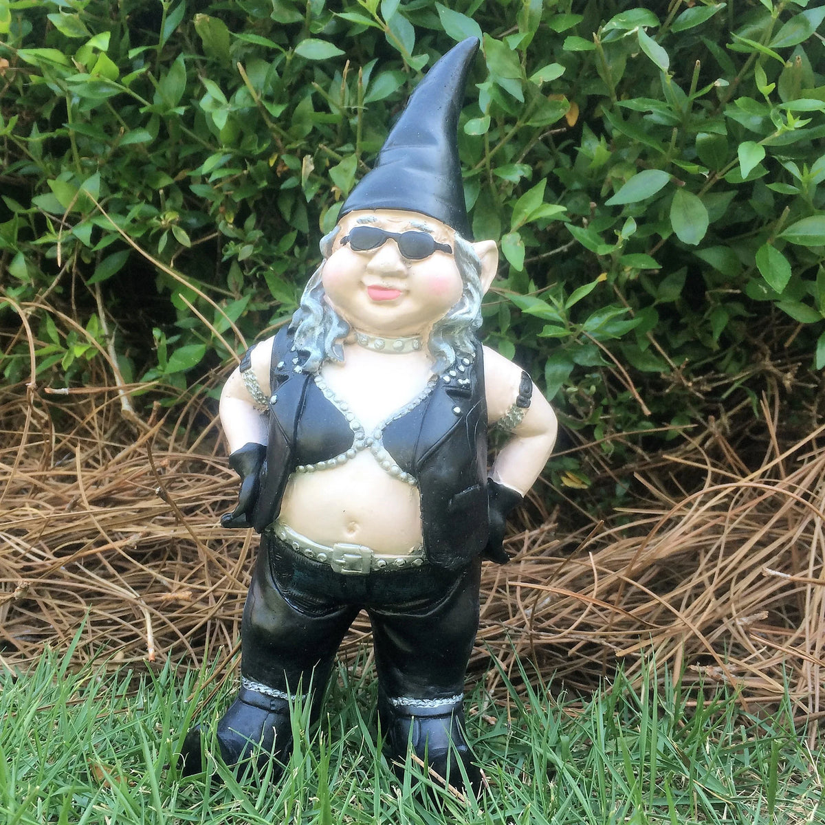 Biker Gnomes in Leather Motorcycle Riding Gear Figurine V49712
