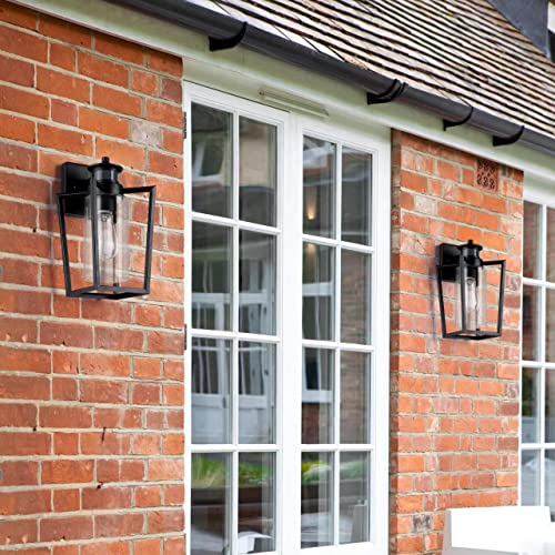 Set of 2 Black Gooseneck Outdoor Wall Lights with Dusk to Dawn Motion Sensor Y214242