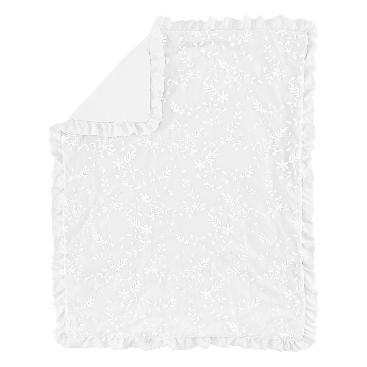 White Floral Lace Baby Girl Crib Bedding Set K857923
