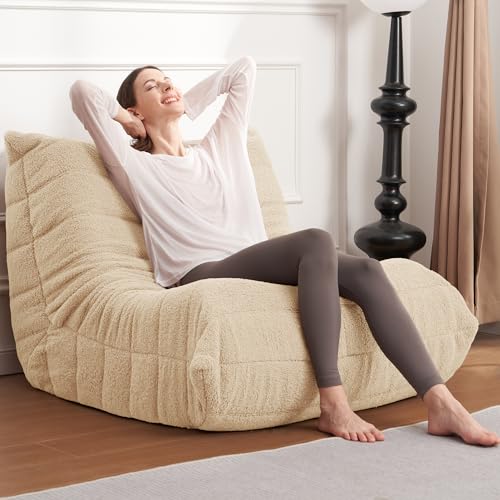 Black Plush Bean Bag Chair with Memory Foam J418
