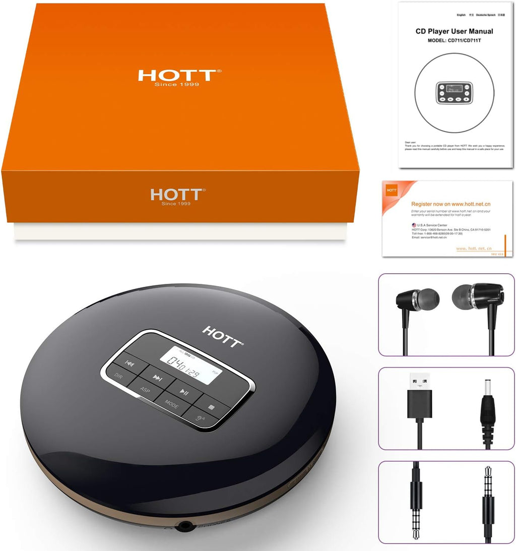 Portable CD Player with LCD Display Anti-Skip Black D519016