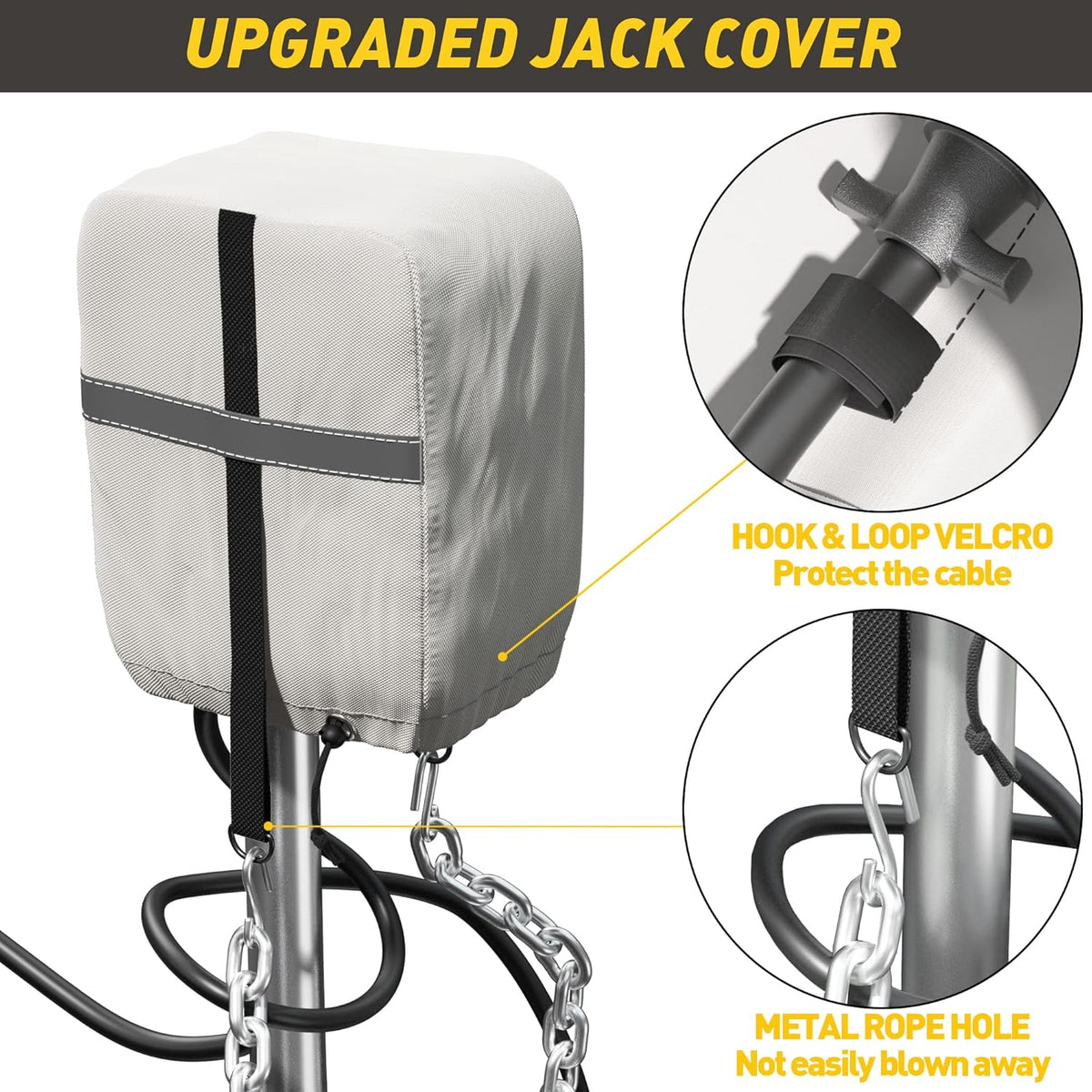 RV Trailer Cover 300D Waterproof Windproof Anti-UV for 24'-27' RV with Jack Cover G21009