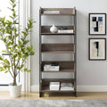 Gray Wash Wood and Metal 5-Shelf Bookcase C87856