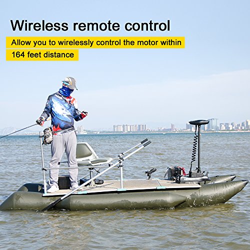 Black 12V 55lbs 48 inch Bow Mount Electric Trolling Motor with Foot Control T79814