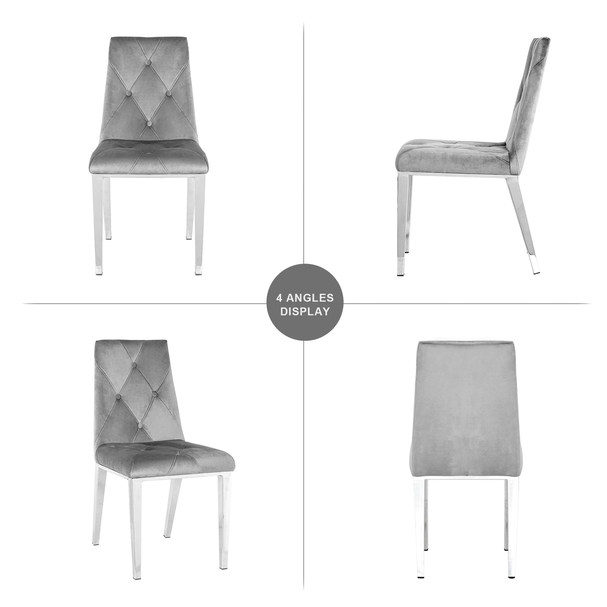 Dark Grey Velvet Dining Chairs Set of 2 Q3795