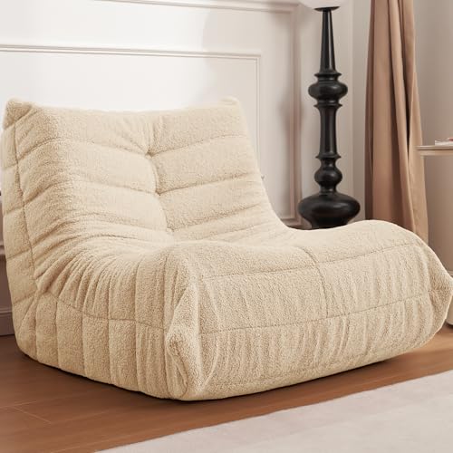 Black Plush Bean Bag Chair with Memory Foam J418