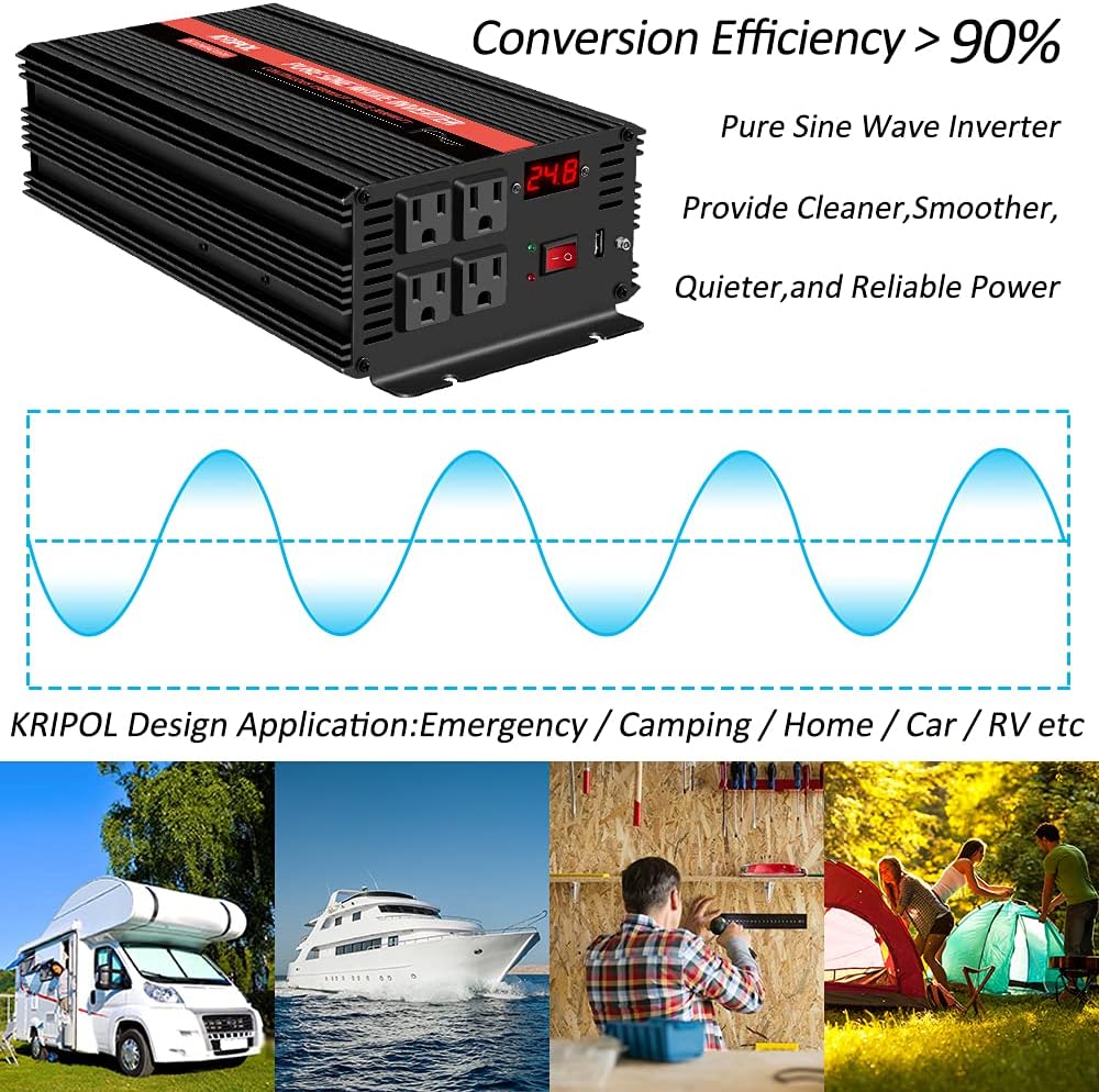 1500 Watt Pure Sine Wave Inverter 12V DC to 110v/120v AC U355