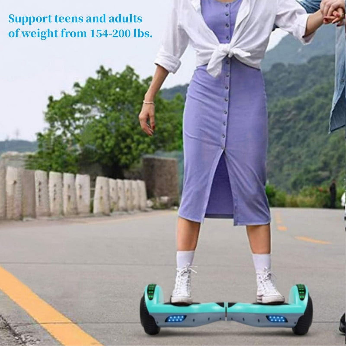 6.5 inch Off-Road All Terrain Hoverboard with LED Flash Wheels, Green Gray D9044
