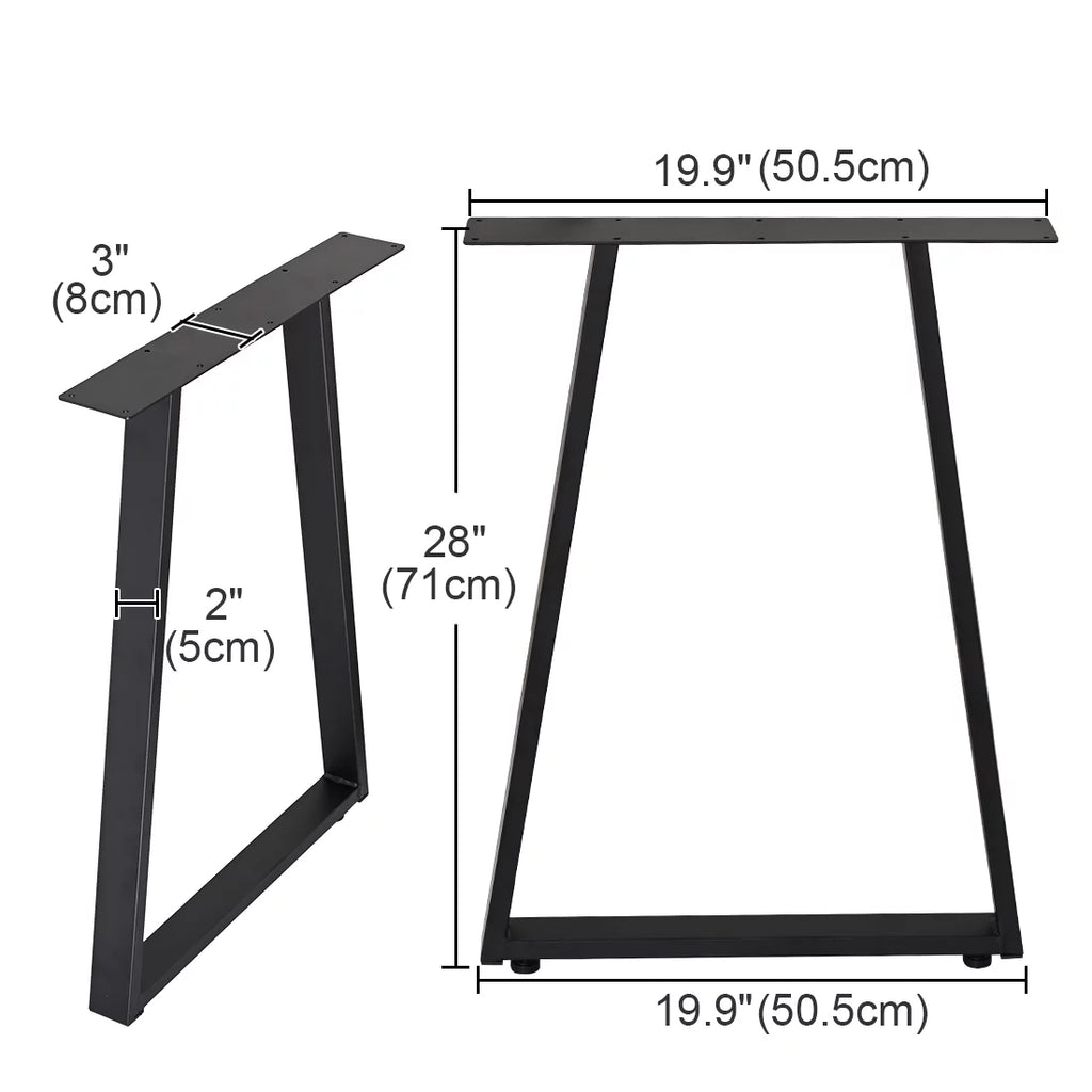 Metal Table Legs 28" Trapezoid Heavy Duty Set of 2 A3401