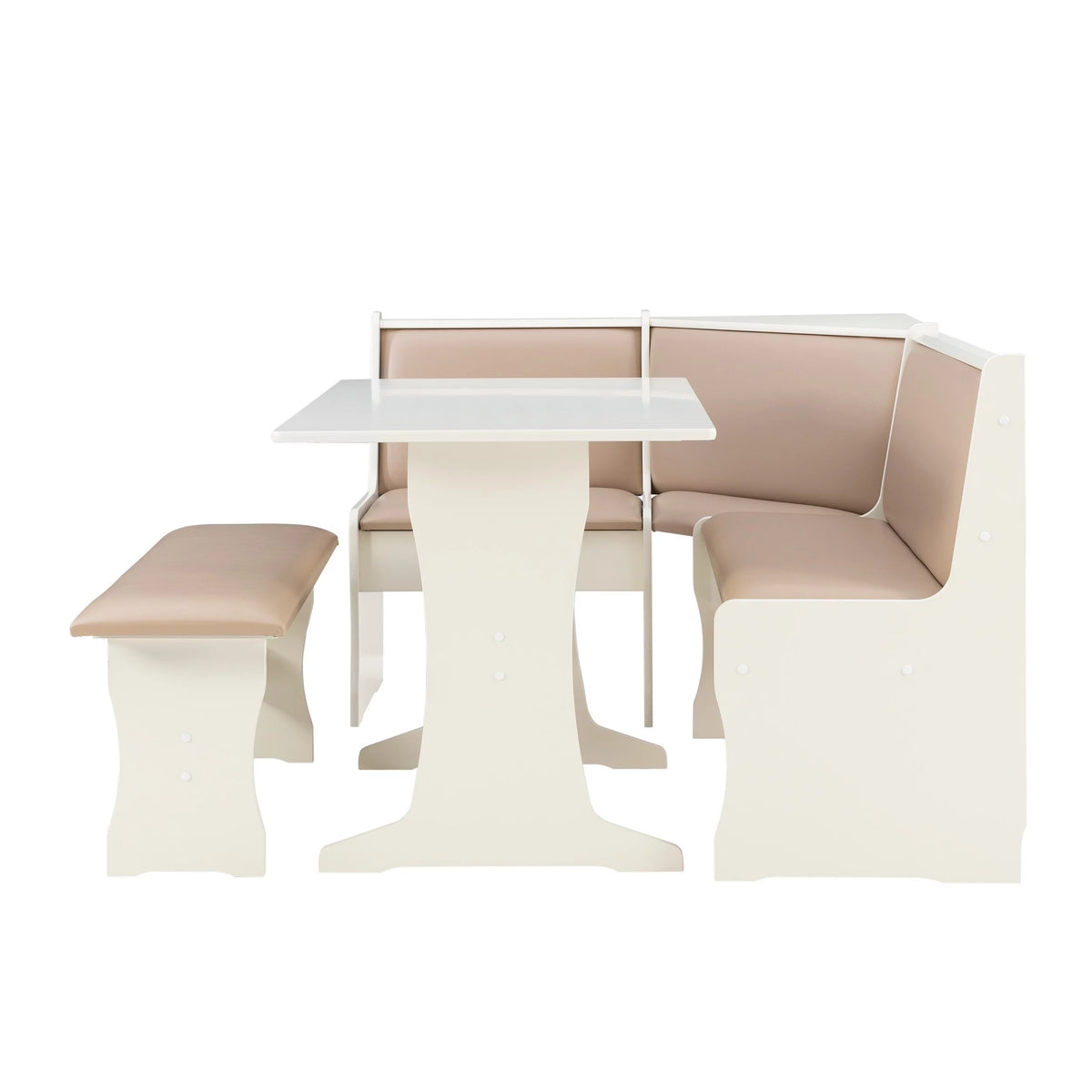 Tan Dining Table and Bench Set with Storage Y58931
