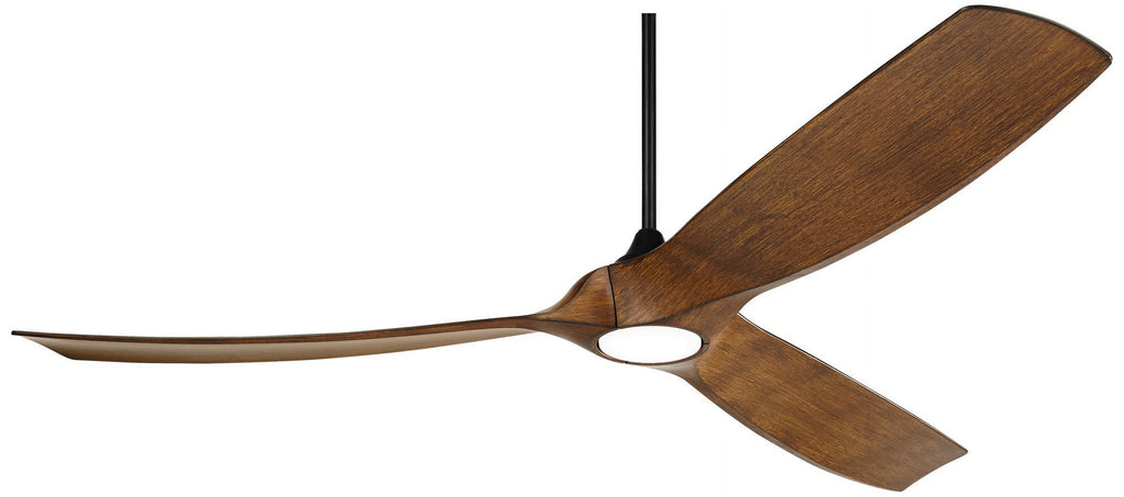 70" Black Koa Damp Rated Indoor Outdoor Ceiling Fan with Dimmable LED Light Remote A8464