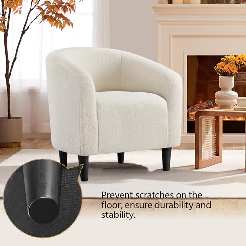 Ivory Boucle Fabric Barrel Chair I625