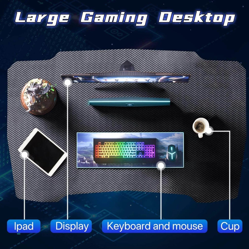 39.4 inch Blue Z-Shaped Gaming Desk with Headphone Hook K15217