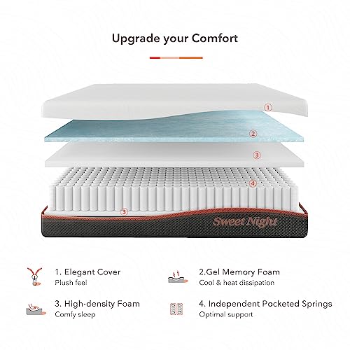 12” Hybrid Gel Memory Foam Pocket Innerspring Queen Size Mattress C834888