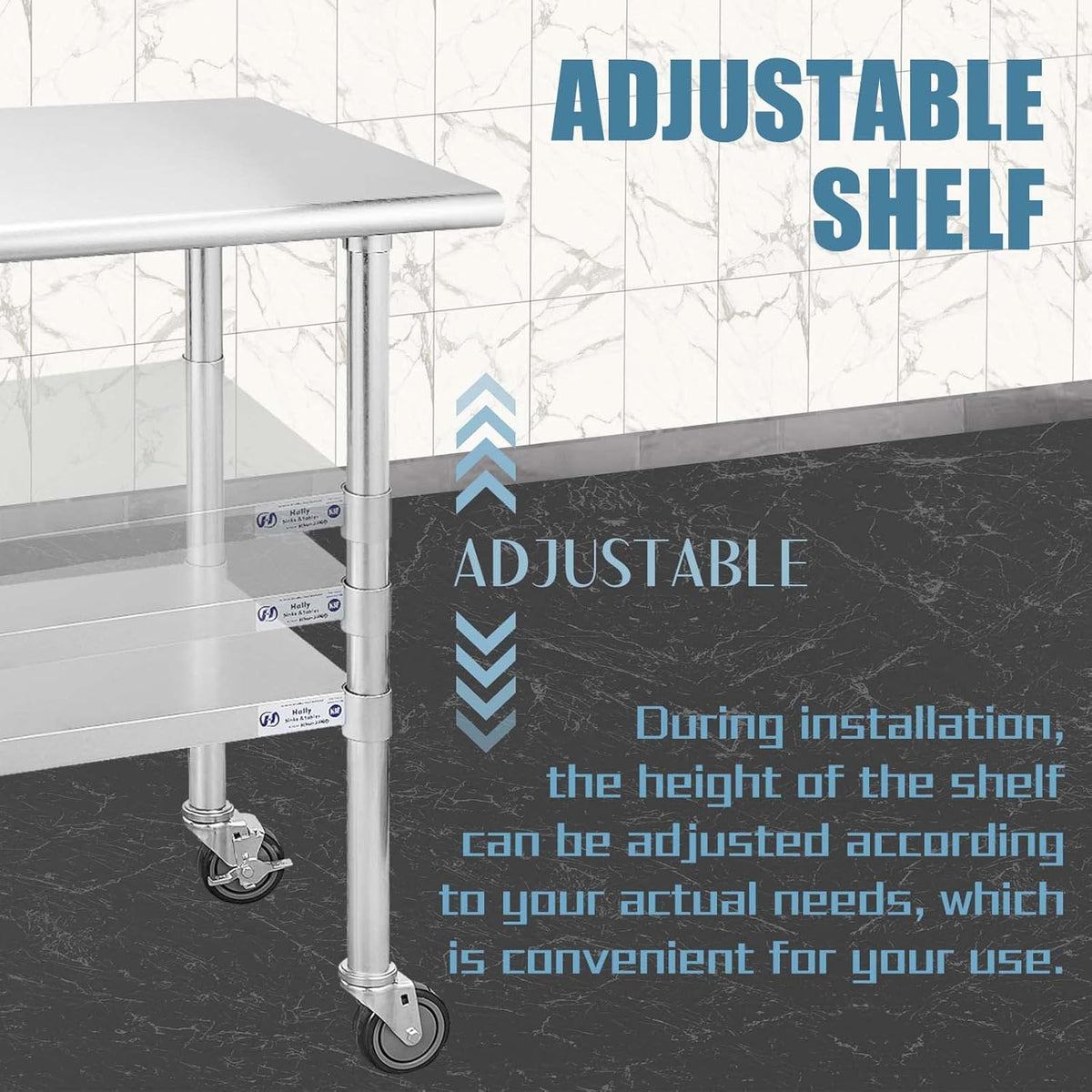 Stainless Steel Table 30 x 48 Inches with Caster Wheels J2690
