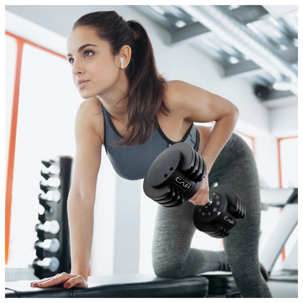 25 lb Adjustable Dumbbell Set, Pair, Black J339412