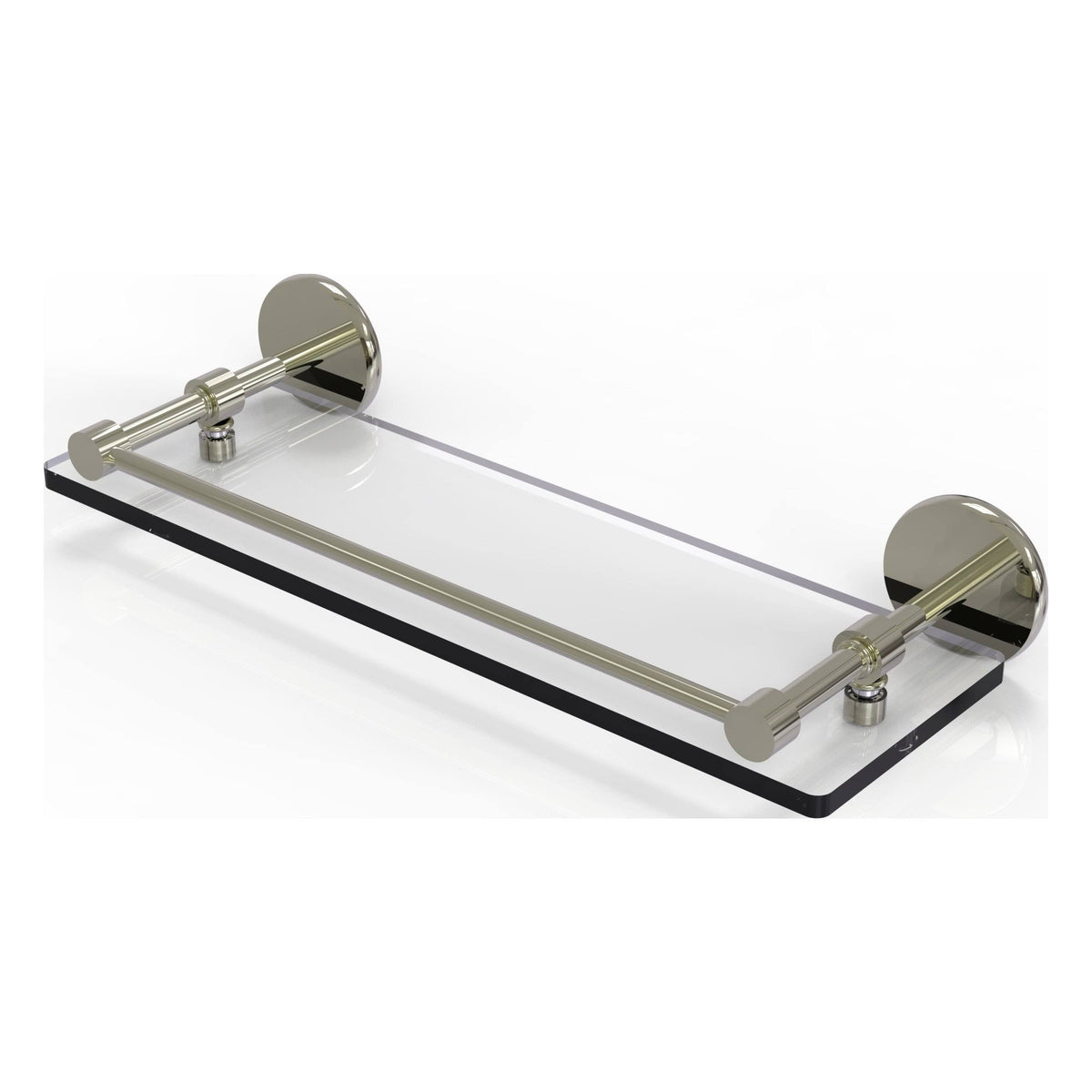 Polished Nickel Tempered Glass Shelf with Gallery Rail V744