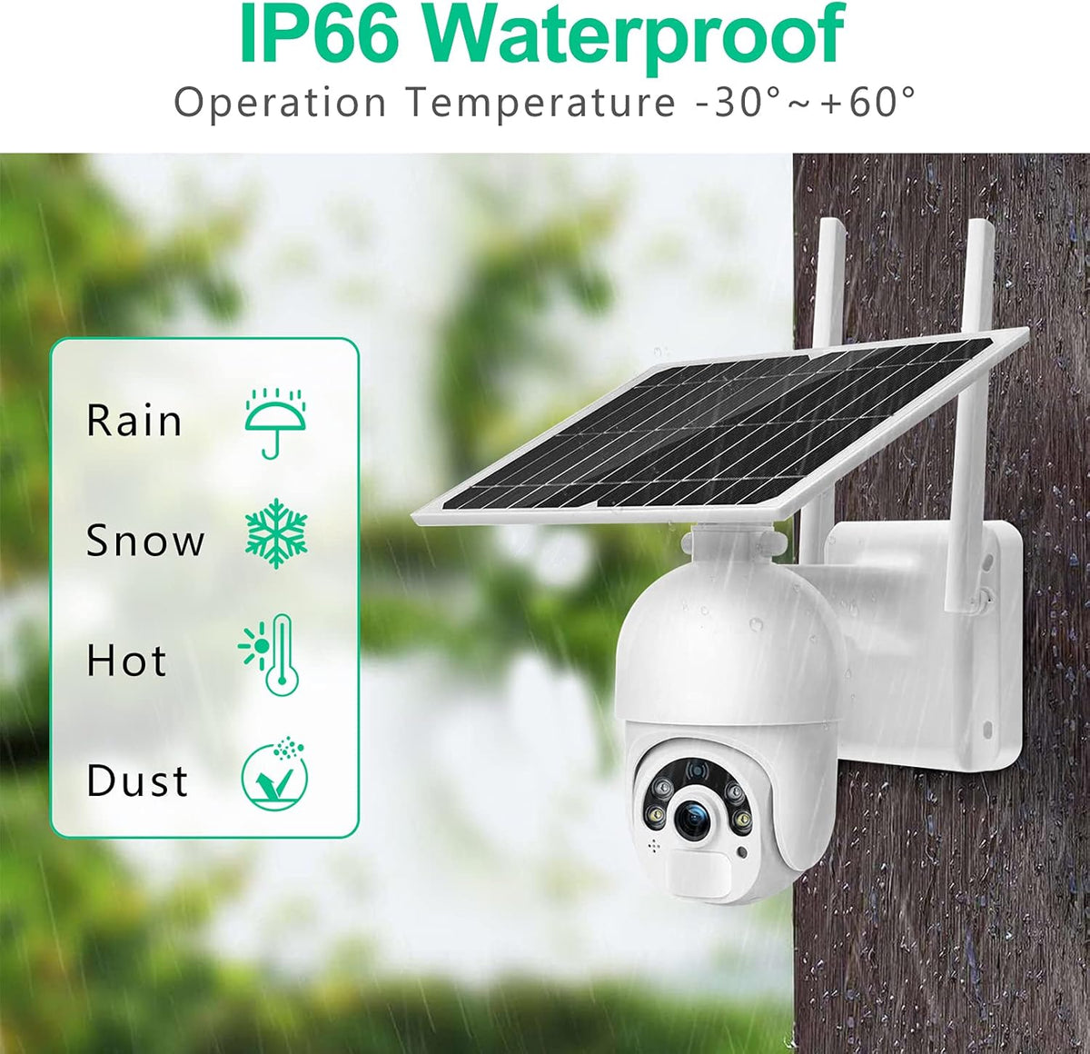 Wireless Solar Security Camera with 1080P Night Vision H625