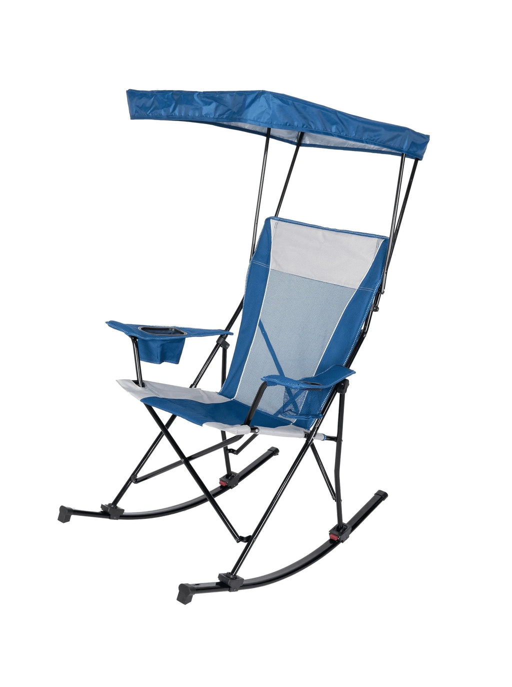 Blue and Grey Mesh Rocking Camp Chair with Canopy V997235