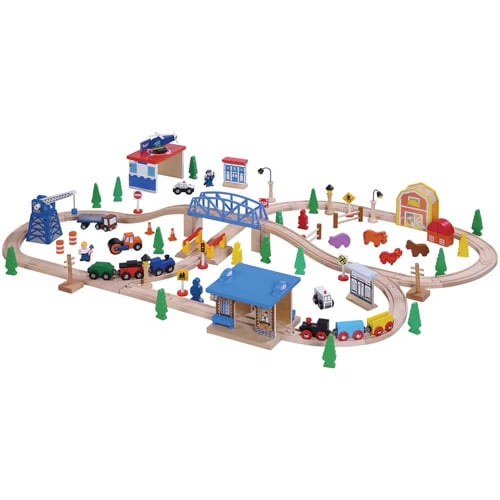 100 Piece Wooden Train Set with Hard Wood Track N8315