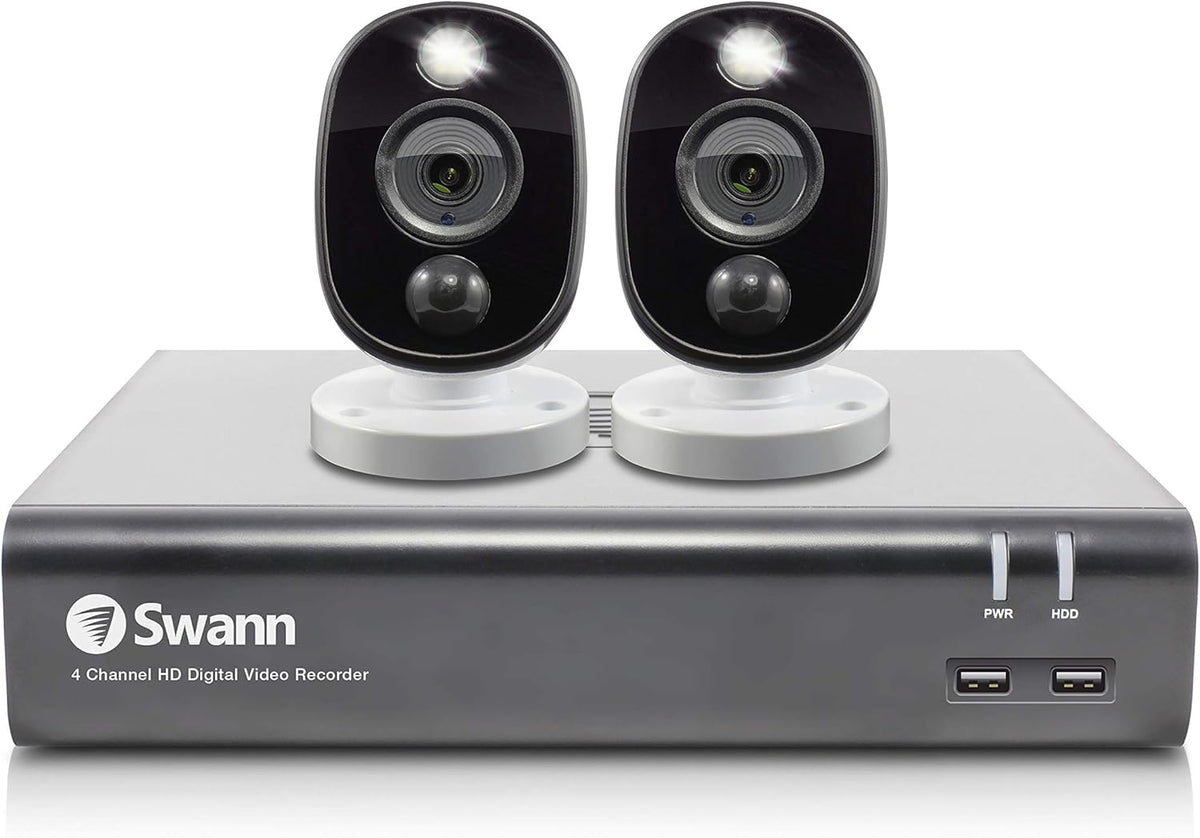 4 Channel 2 Cameras Wired 1080p HD DVR 1TB HDD Security Camera System X312584