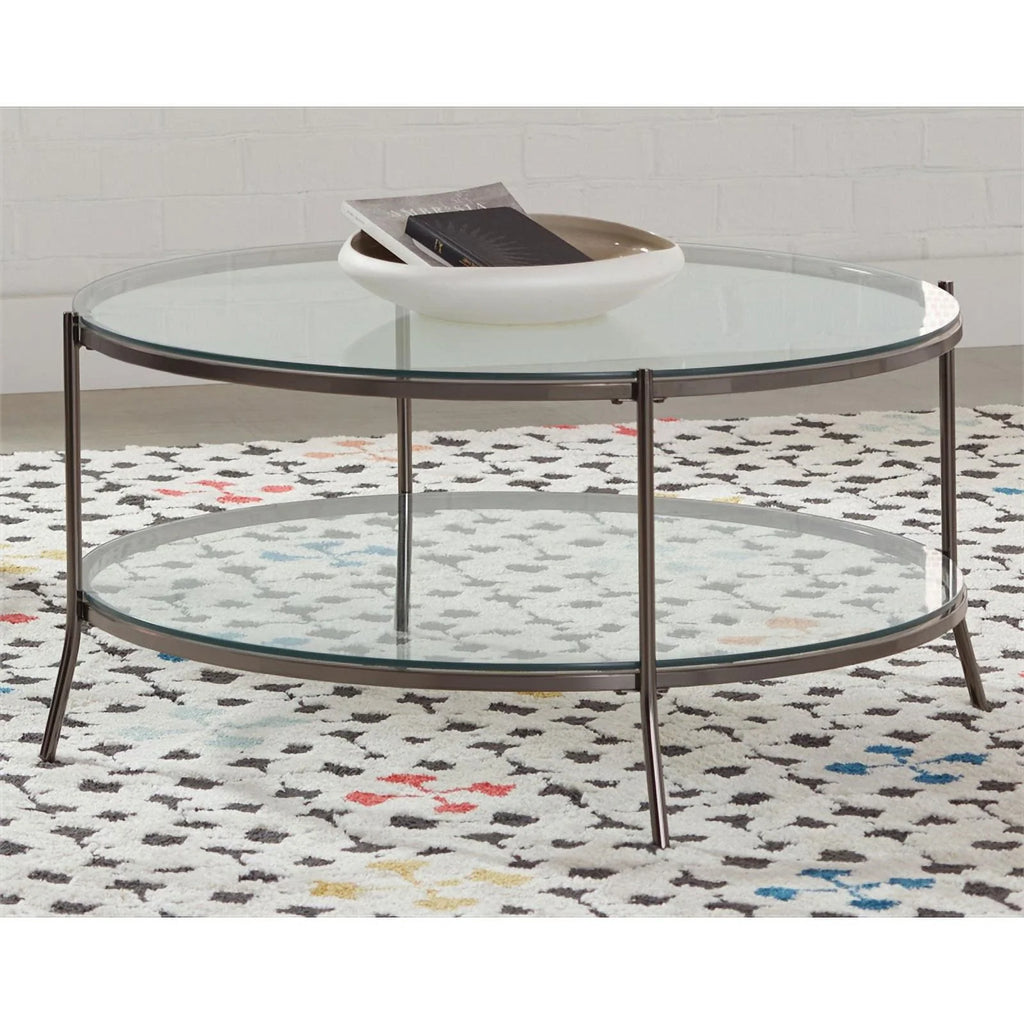 Round Metal Glass Top Coffee Table Y4136