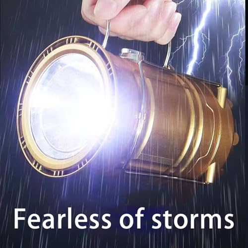 5-in-1 Portable LED Camping Lantern with Fan, Solar/USB Rechargeable, Lightweight ABS (Silver, 17.7X10X7.7cm) J974397
