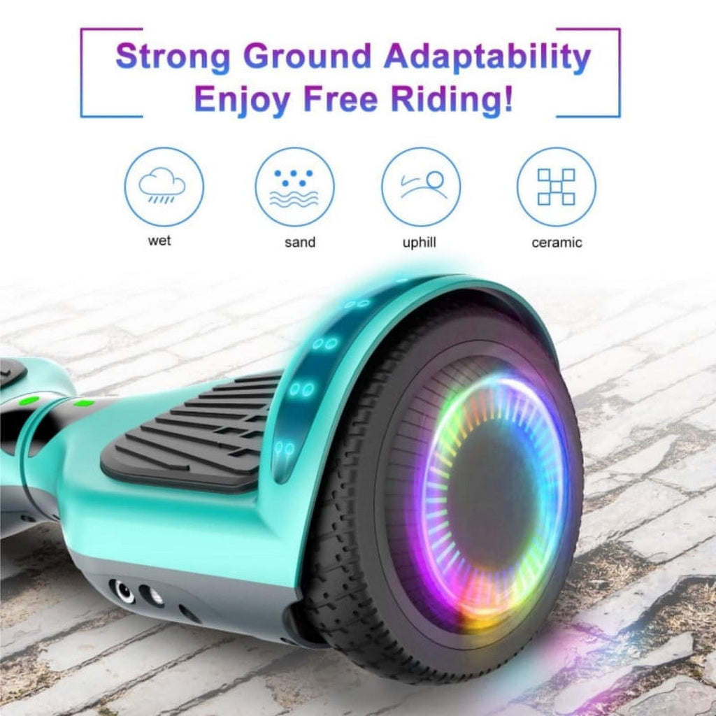 6.5 inch Off-Road All Terrain Hoverboard with LED Flash Wheels, Green Gray D9044