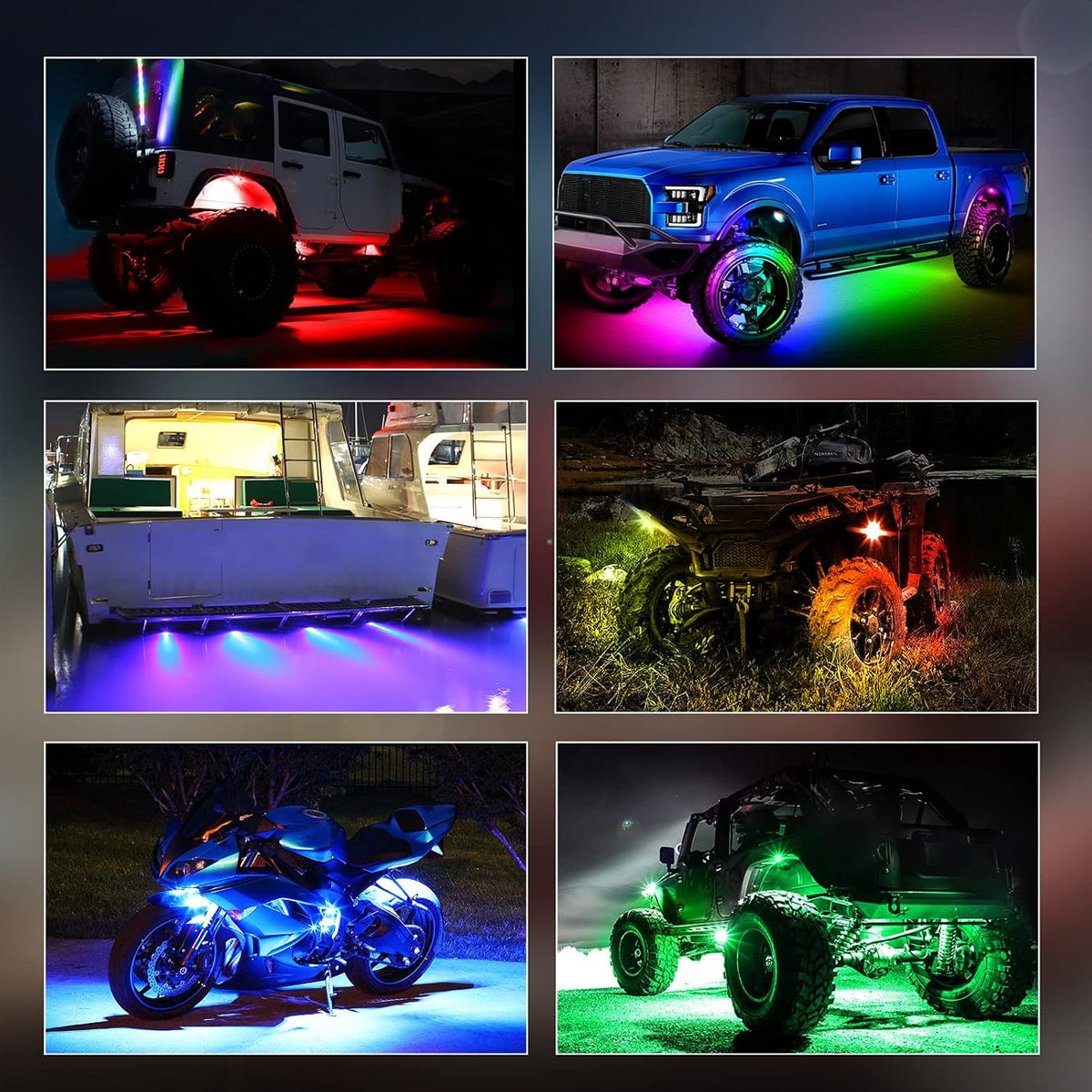 6 Pods Multicolor LED Rock Light Kit with Bluetooth Controller Pack of 2 T3898