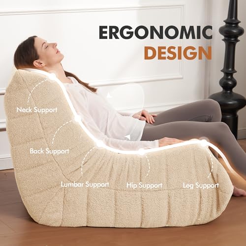 Black Plush Bean Bag Chair with Memory Foam J418