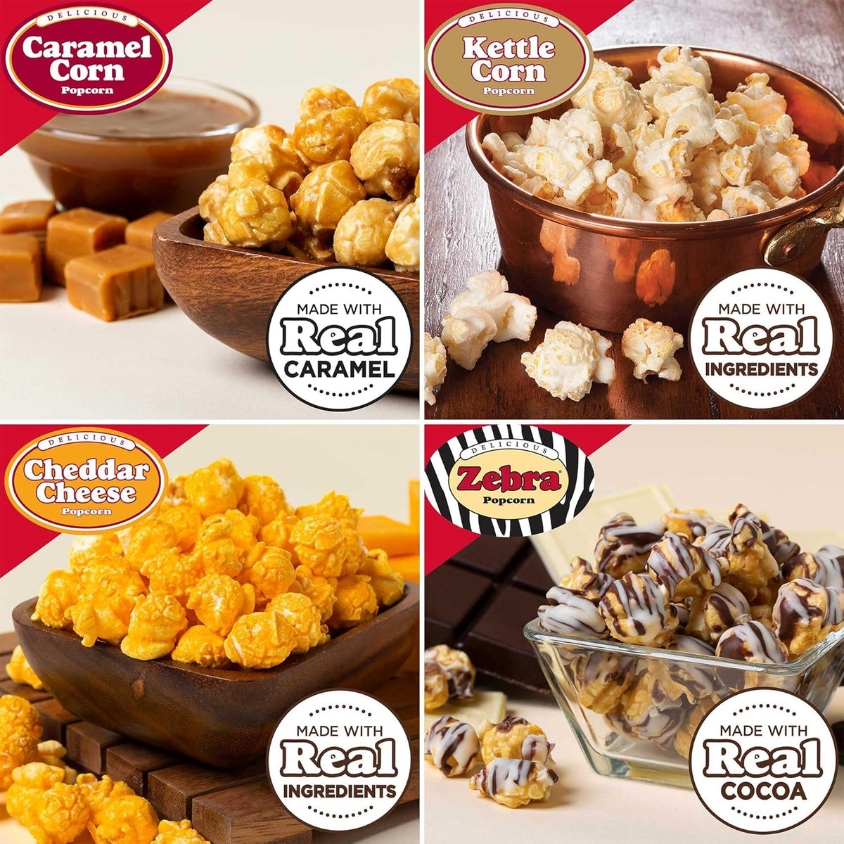 12 Cone Variety Gourmet Popcorn Snack Packs D2100