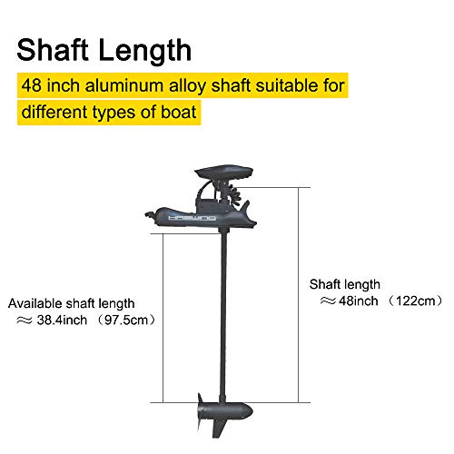 Black 12V 55lbs 48 inch Bow Mount Electric Trolling Motor with Foot Control T79814
