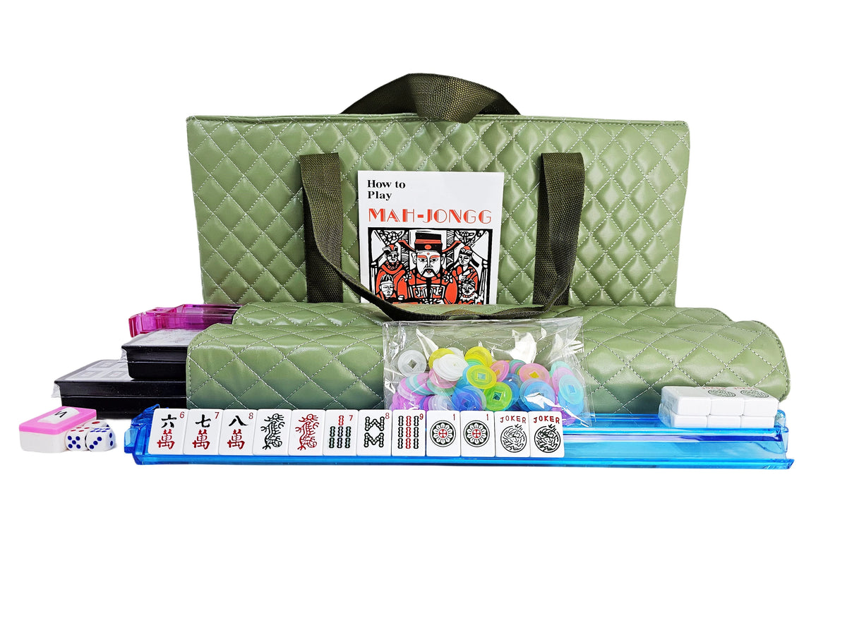 166 Premium Tiles Mahjong Set with Green Carrying Bag W642