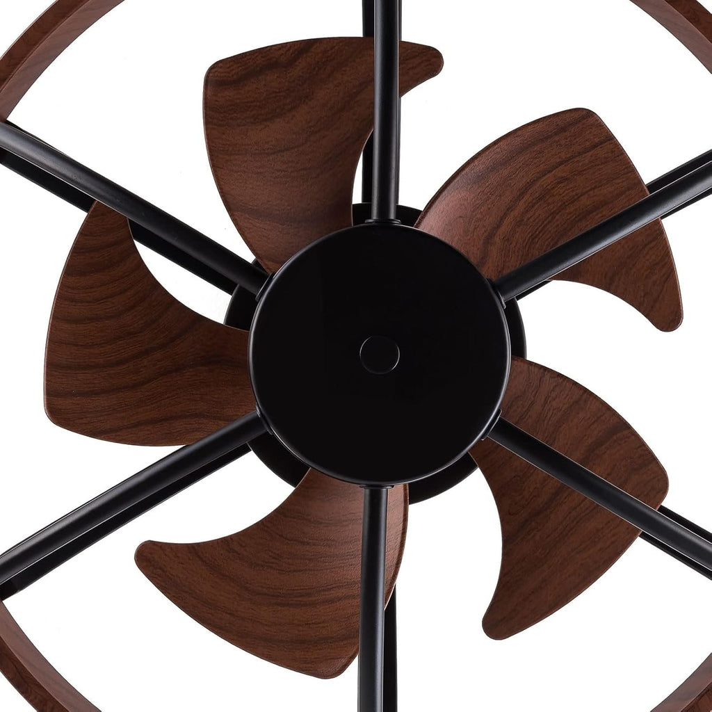 Black Cage Ceiling Fan with Light Remote Control X401