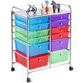 12 Drawer Rolling Storage Cart with Castors, Black W3003
