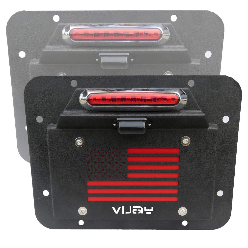 Spare Tire Delete License Plate Relocation Kit with Plate Light and Third Brake Light for Wrangler JK JKU Pack of 2 T136512