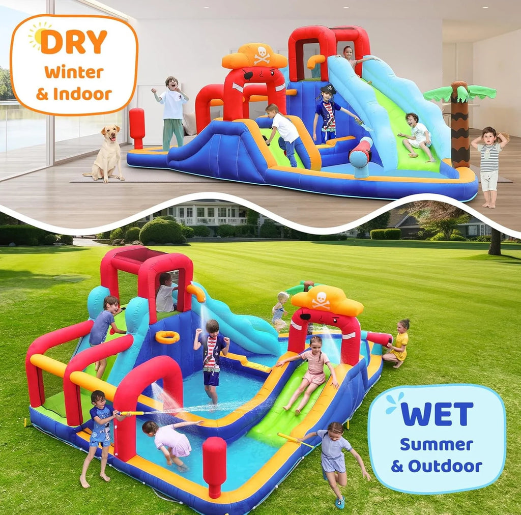 Inflatable Water Slide Bouncy House, 11-in-1 with Splash Pool F2074