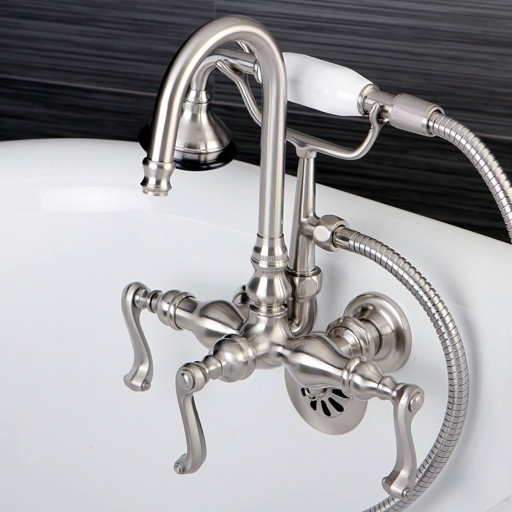 Satin Nickel Wall Mount Clawfoot Tub Faucet S976